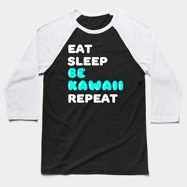 Kawaii Anime Girl Gift I Eat Sleep Anime Repeat Baseball T-Shirt by Alex21